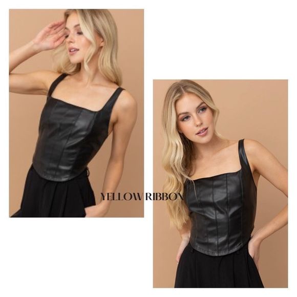 🆕 Black Vegan Leather Top - Picture 2 of 5